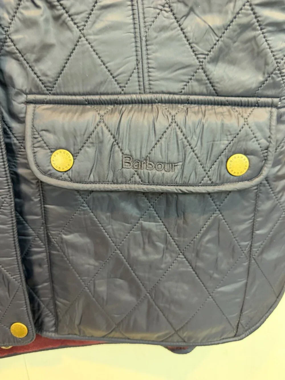 Barbour Women's Wray Gilet Navy Blue Quilted Vest Snap Front Collared Size US 8